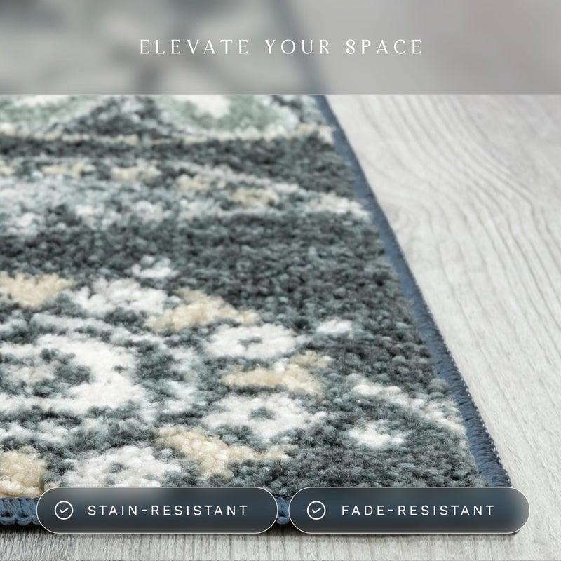 Maples Rugs Reggie Floral Runner Rug - Made in USA - Washable, Non Slip Indoor Carpet for Kitchen, Hallway, and Laundry Room, 2' x 6', Persian Blue - Image 4